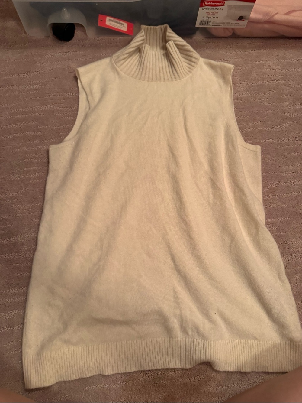 Sleeveless Cashmere Turtleneck Sweater Vest - Cream